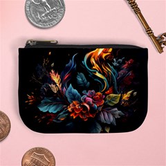 Flowers Flame Abstract Floral Mini Coin Purse