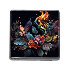 Flowers Flame Abstract Floral Memory Card Reader (square 5 Slot)