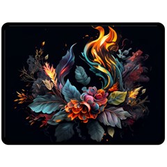 Flowers Flame Abstract Floral One Side Fleece Blanket (large) by Jancukart