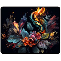 Flowers Flame Abstract Floral One Side Fleece Blanket (medium) by Jancukart