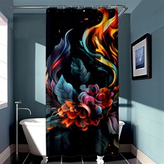 Flowers Flame Abstract Floral Shower Curtain 36  X 72  (stall) 