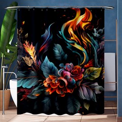 Flowers Flame Abstract Floral Shower Curtain 60  X 72  (medium)  by Jancukart