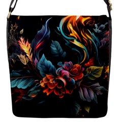 Flowers Flame Abstract Floral Flap Closure Messenger Bag (s)