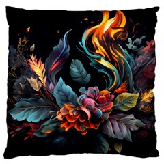 Flowers Flame Abstract Floral Large Premium Plush Fleece Cushion Case (two Sides) by Jancukart