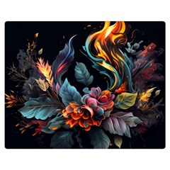 Flowers Flame Abstract Floral Premium Plush Fleece Blanket (medium)