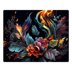 Flowers Flame Abstract Floral Premium Plush Fleece Blanket (large)