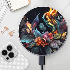 Flowers Flame Abstract Floral Wireless Fast Charger(white) by Jancukart