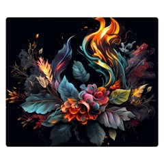 Flowers Flame Abstract Floral One Side Premium Plush Fleece Blanket (small) by Jancukart