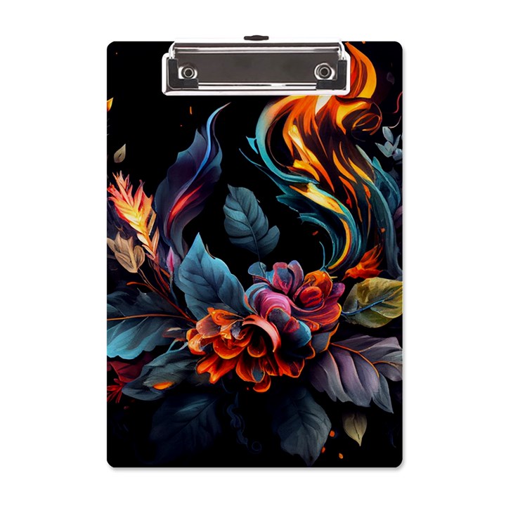 Flowers Flame Abstract Floral A5 Acrylic Clipboard