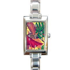 Monstera Tropical Design Beach Rectangle Italian Charm Watch