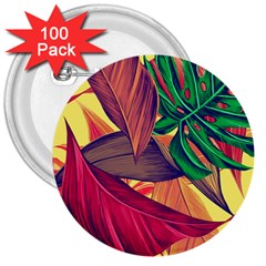 Monstera Tropical Design Beach 3  Buttons (100 Pack) 