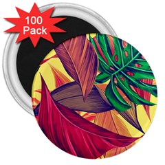 Monstera Tropical Design Beach 3  Magnets (100 Pack) by Jancukart