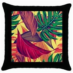 Monstera Tropical Design Beach Throw Pillow Case (black)