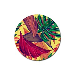 Monstera Tropical Design Beach Rubber Round Coaster (4 Pack) by Jancukart