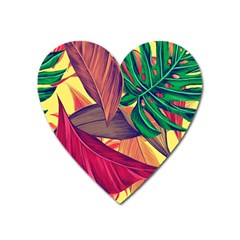 Monstera Tropical Design Beach Heart Magnet