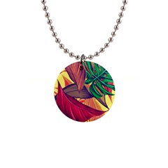 Monstera Tropical Design Beach 1  Button Necklace by Jancukart