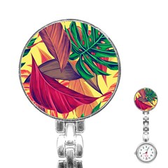 Monstera Tropical Design Beach Stainless Steel Nurses Watch