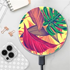 Monstera Tropical Design Beach Wireless Fast Charger(white) by Jancukart