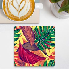 Monstera Tropical Design Beach Uv Print Square Tile Coaster  by Jancukart