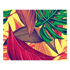 Monstera Tropical Design Beach One Side Premium Plush Fleece Blanket (large)