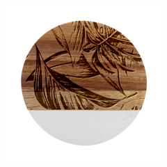 Monstera Tropical Design Beach Marble Wood Coaster (round) by Jancukart