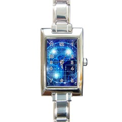 Artificial Intelligence Brain Think Art Rectangle Italian Charm Watch