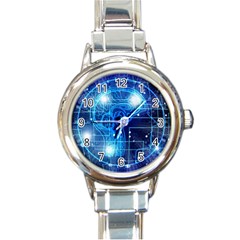 Artificial Intelligence Brain Think Art Round Italian Charm Watch by Jancukart