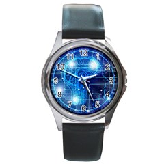 Artificial Intelligence Brain Think Art Round Metal Watch