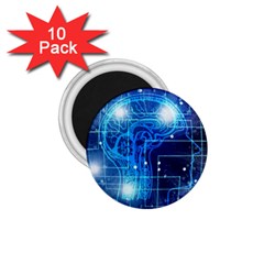 Artificial Intelligence Brain Think Art 1 75  Magnets (10 Pack) 