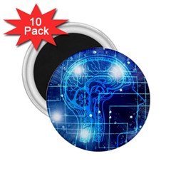 Artificial Intelligence Brain Think Art 2 25  Magnets (10 Pack) 