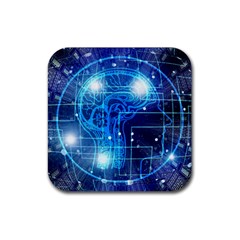 Artificial Intelligence Brain Think Art Rubber Coaster (square) by Jancukart