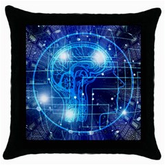 Artificial Intelligence Brain Think Art Throw Pillow Case (black) by Jancukart