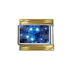 Artificial Intelligence Brain Think Art Gold Trim Italian Charm (9mm) by Jancukart