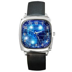 Artificial Intelligence Brain Think Art Square Metal Watch