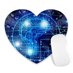 Artificial Intelligence Brain Think Art Heart Mousepad by Jancukart