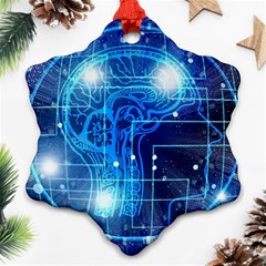 Artificial Intelligence Brain Think Art Snowflake Ornament (two Sides)