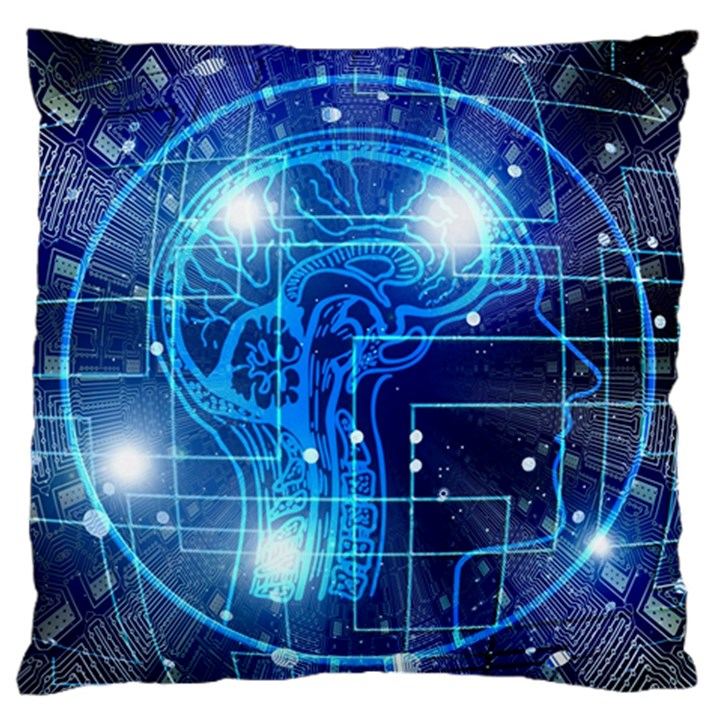 Artificial Intelligence Brain Think Art Standard Premium Plush Fleece Cushion Case (One Side)