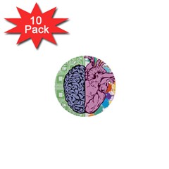 Brain Heart Balance Emotion Art 1  Mini Buttons (10 Pack) 