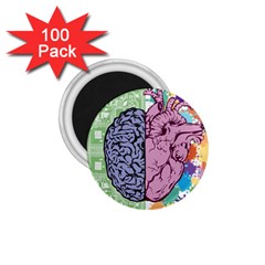 Brain Heart Balance Emotion Art 1 75  Magnets (100 Pack)  by Jancukart