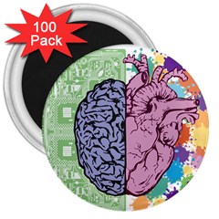 Brain Heart Balance Emotion Art 3  Magnets (100 Pack)