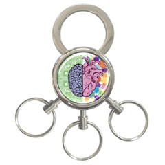 Brain Heart Balance Emotion Art 3-ring Key Chain by Jancukart