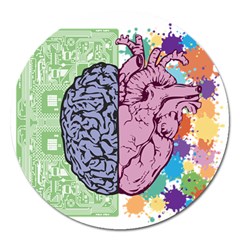 Brain Heart Balance Emotion Art Magnet 5  (round)