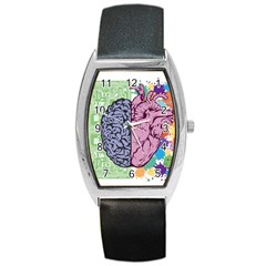 Brain Heart Balance Emotion Art Barrel Style Metal Watch