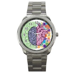 Brain Heart Balance Emotion Art Sport Metal Watch by Jancukart