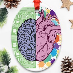 Brain Heart Balance Emotion Art Oval Ornament (two Sides)