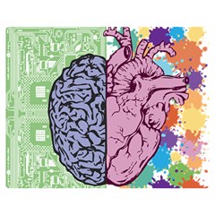 Brain Heart Balance Emotion Art One Side Premium Plush Fleece Blanket (medium) by Jancukart