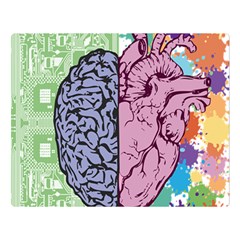 Brain Heart Balance Emotion Art One Side Premium Plush Fleece Blanket (large)