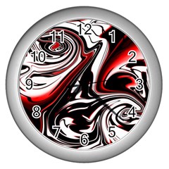 Modern Art Design Fantasy Surreal Wall Clock (silver) by Ravend