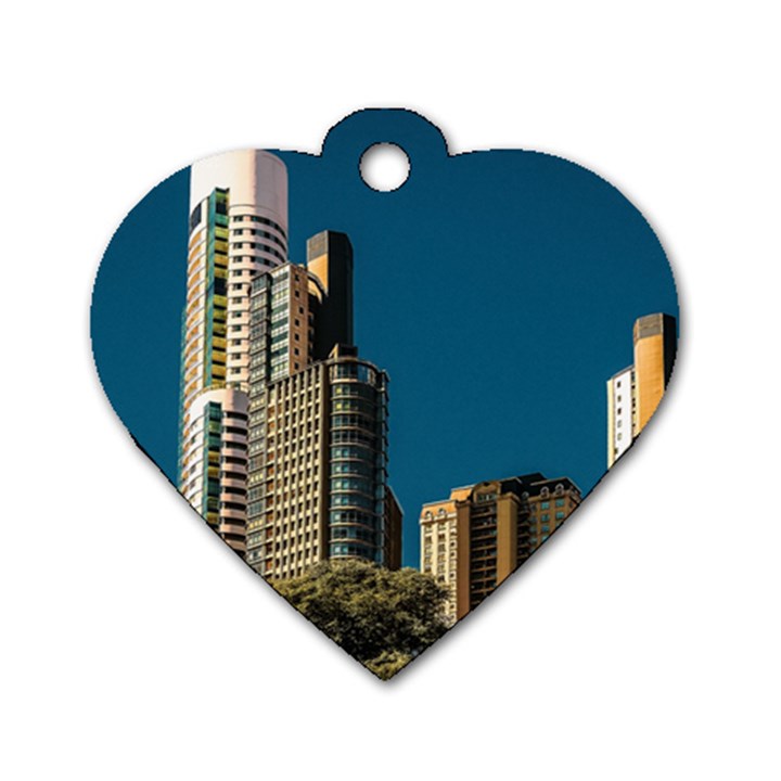 Puerto Madero Cityscape, Buenos Aires, Argentina Dog Tag Heart (Two Sides)