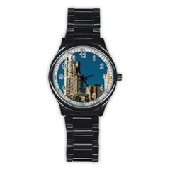 Puerto Madero Cityscape, Buenos Aires, Argentina Stainless Steel Round Watch